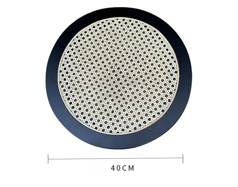 Round Rattan Wooden Tray